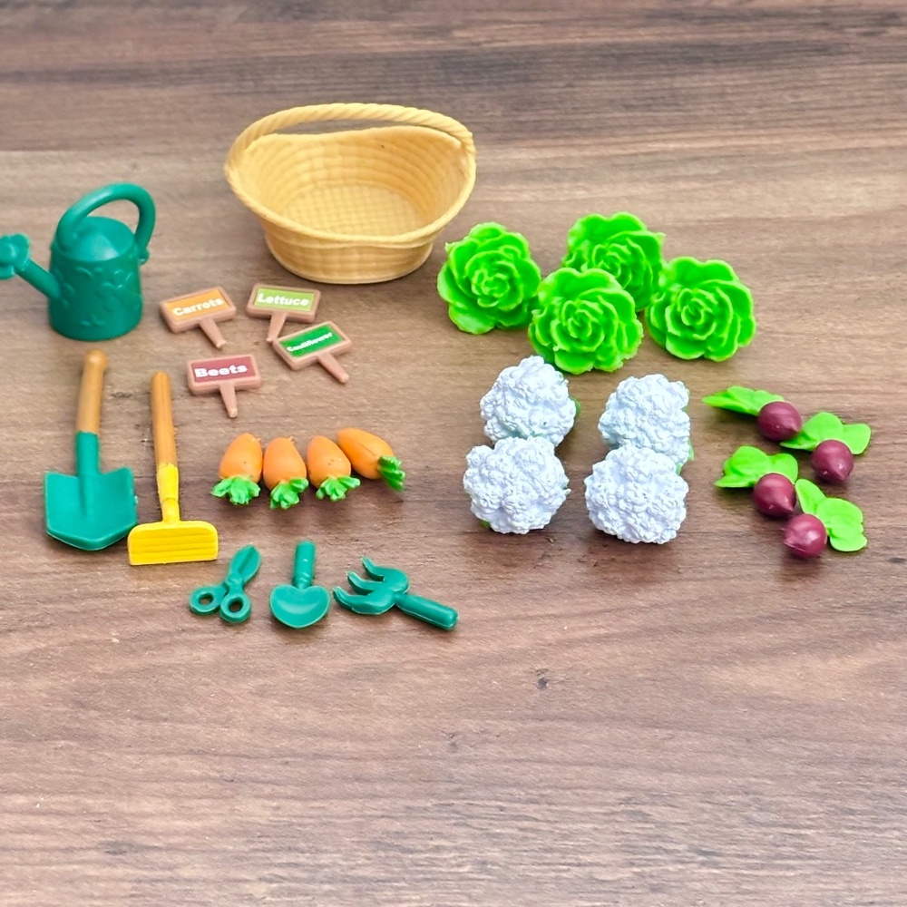 Lil Woodzeez GARDEN SET Farmer Miniature Toy Dollhouse Food Vegetables SET 27 pc